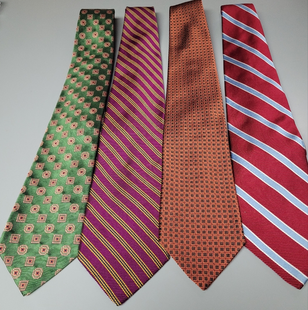 Brooks Brothers Elegant Men's Tie Set - Green, Purple, Orange, Red